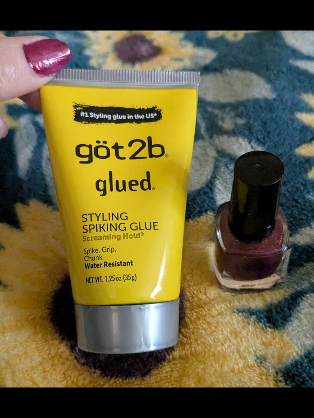 got2b Glued Hair Styling Paste/Glue And Wine Colored Nail Polish